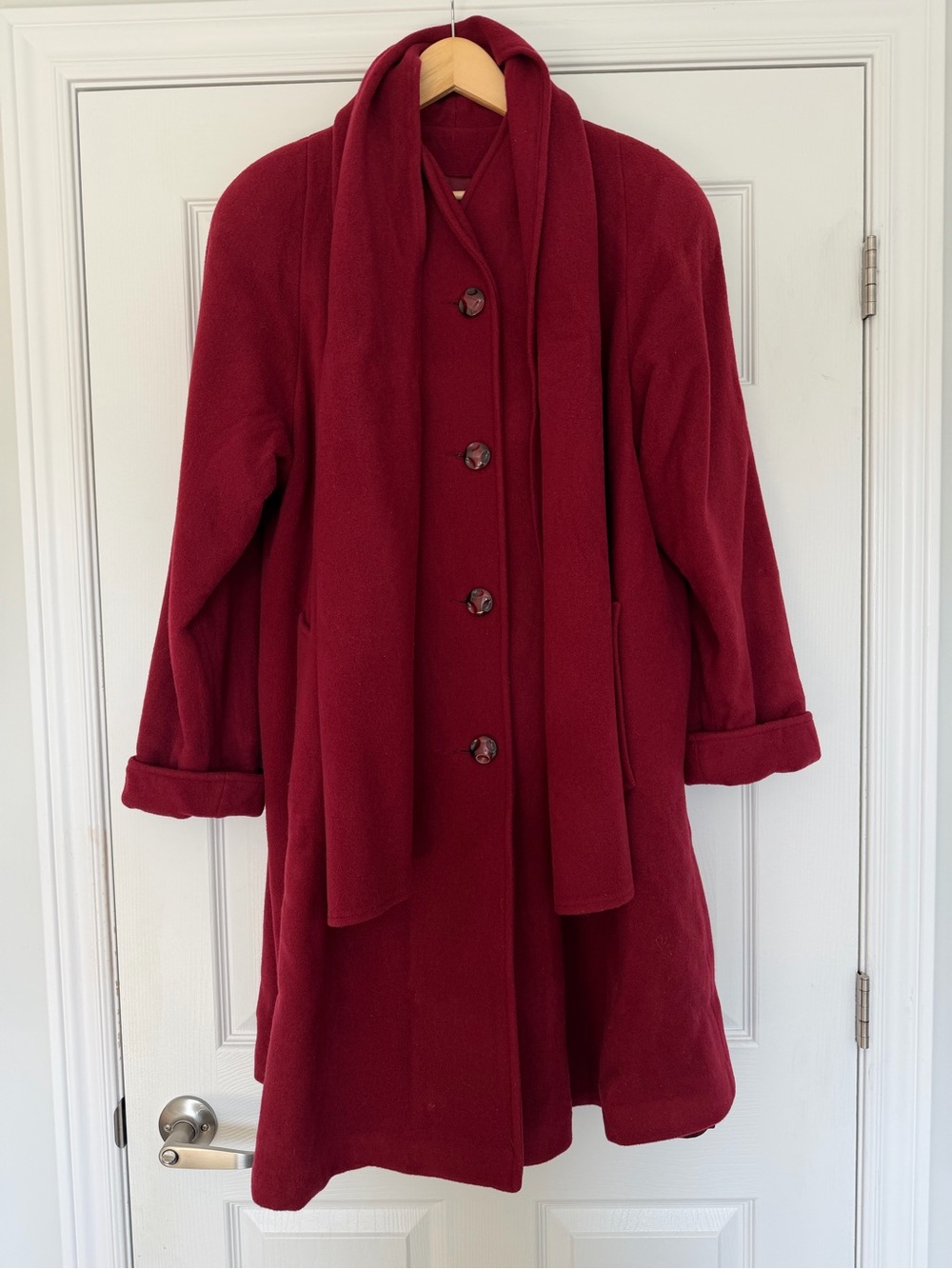Vintage Novelti Eaton Wool Swing Coat in Red Oversized Size 6